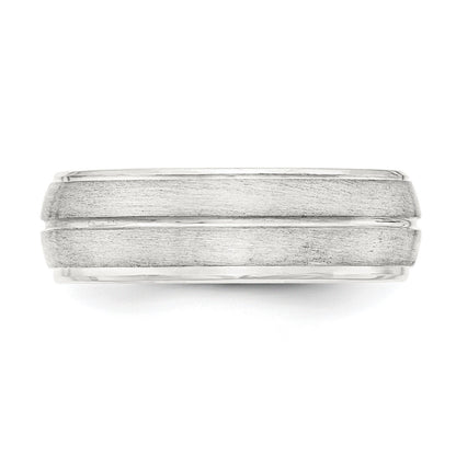 Sterling Silver 7mm Brushed Domed Grooved Fancy Band Size 12