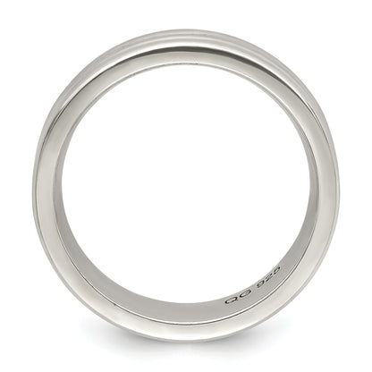 Sterling Silver 6mm Polished Flat Grooved Fancy Band Size 8