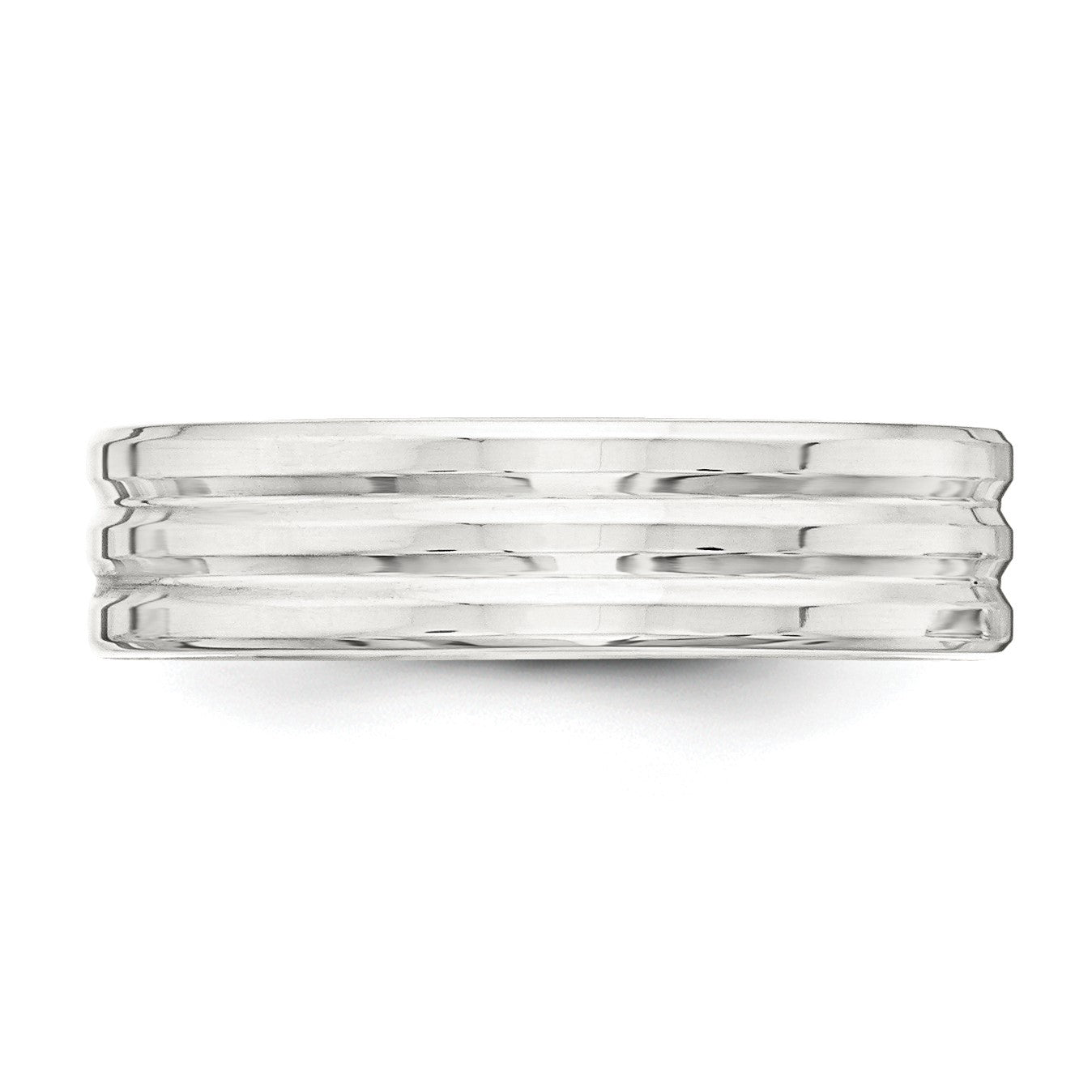 Sterling Silver 6mm Polished Flat Grooved Fancy Band Size 8