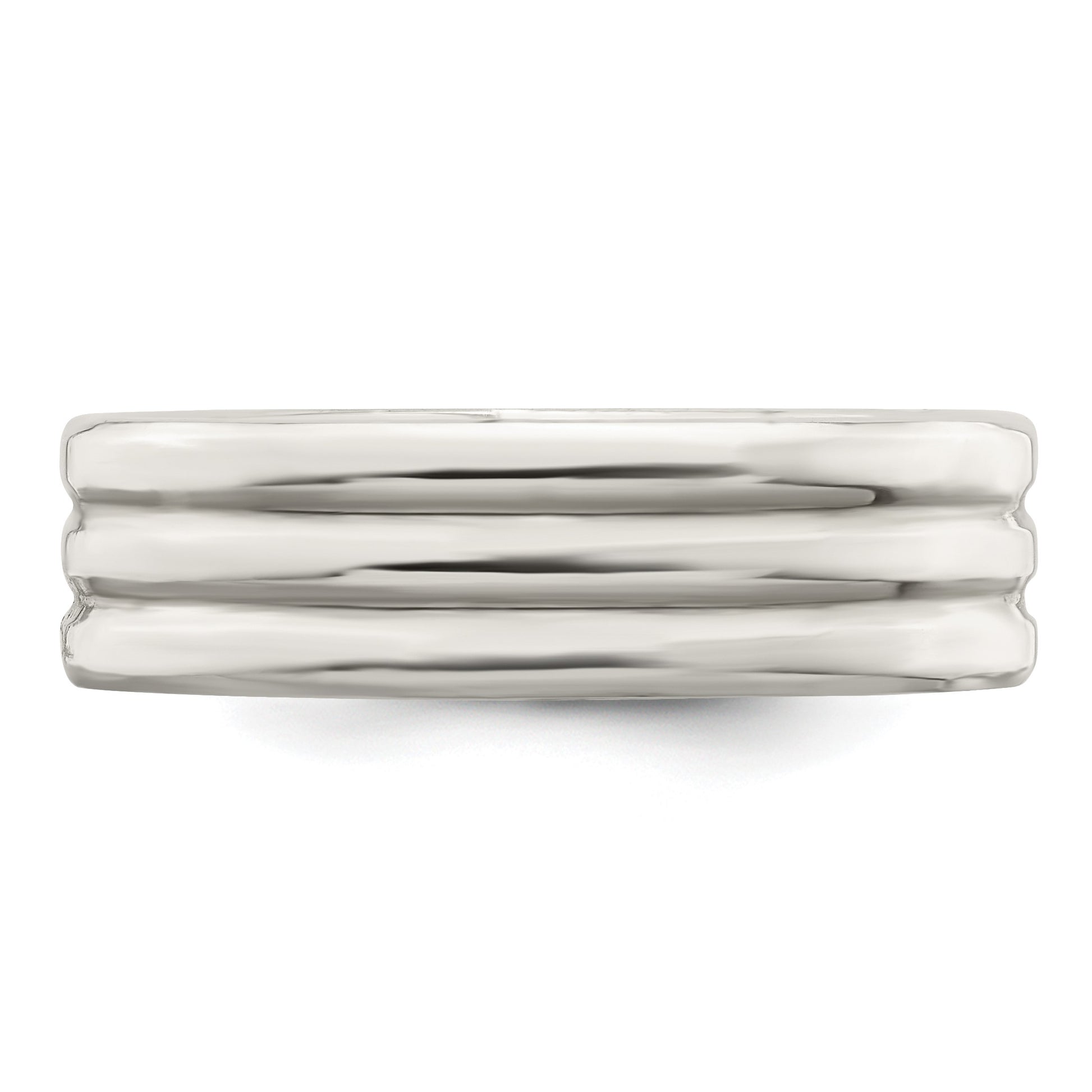 Sterling Silver 6mm Polished Flat Grooved Fancy Band Size 8