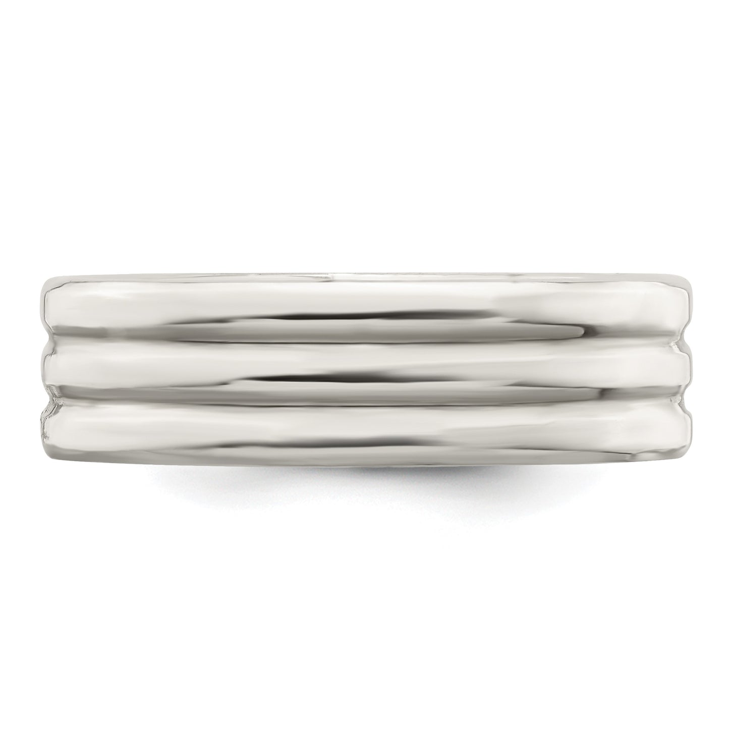 Sterling Silver 6mm Polished Flat Grooved Fancy Band Size 12.5
