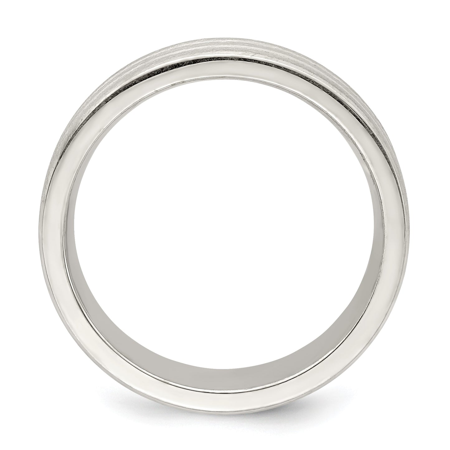 Sterling Silver 6mm Brushed Flat Grooved Fancy Band Size 11