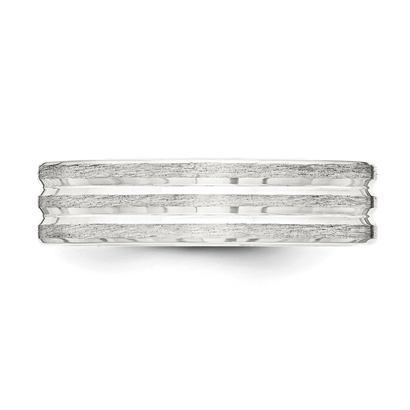Sterling Silver 6mm Brushed Flat Grooved Fancy Band Size 9.5