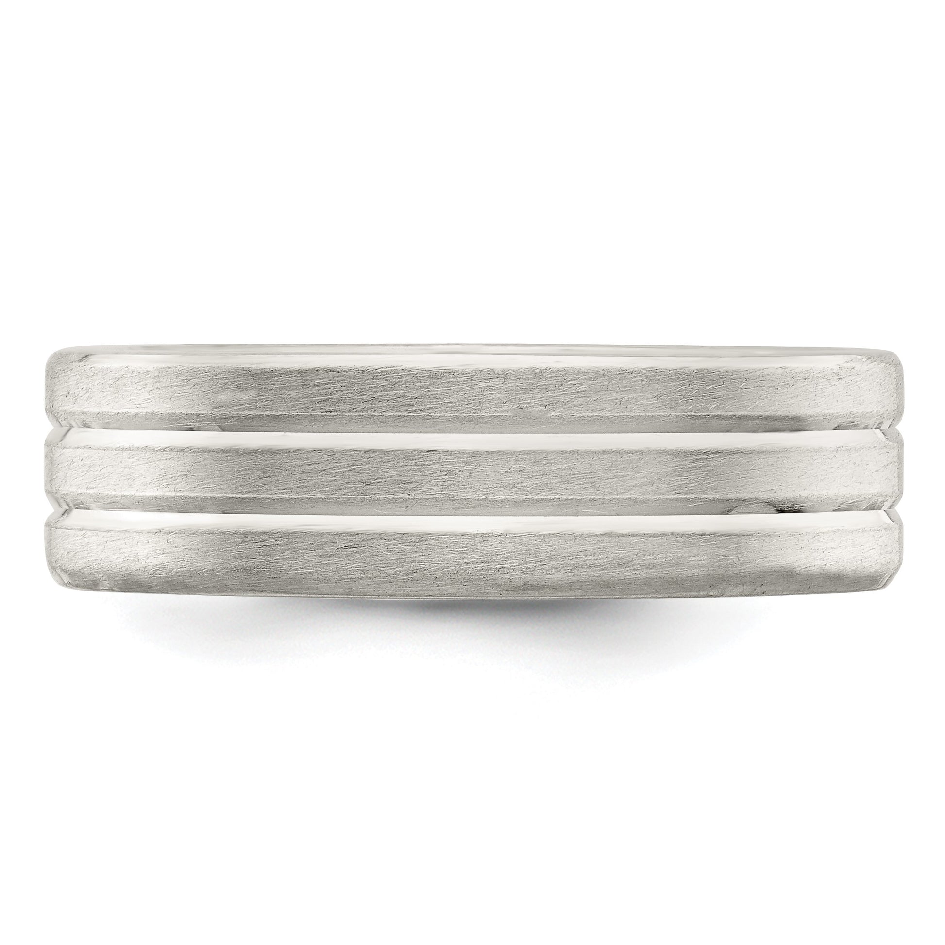 Sterling Silver 6mm Brushed Flat Grooved Fancy Band Size 11