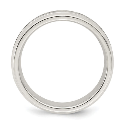 Sterling Silver 6mm Polished Flat Grooved Beveled Edge Fancy Band Size 10.5