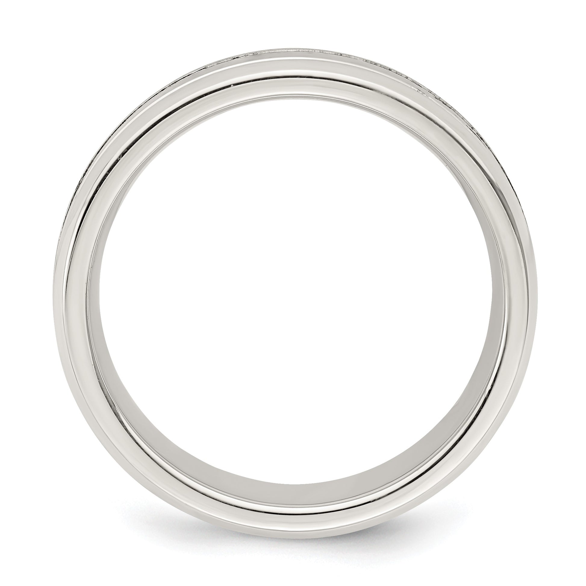 Sterling Silver 6mm Polished Flat Grooved Beveled Edge Fancy Band Size 9