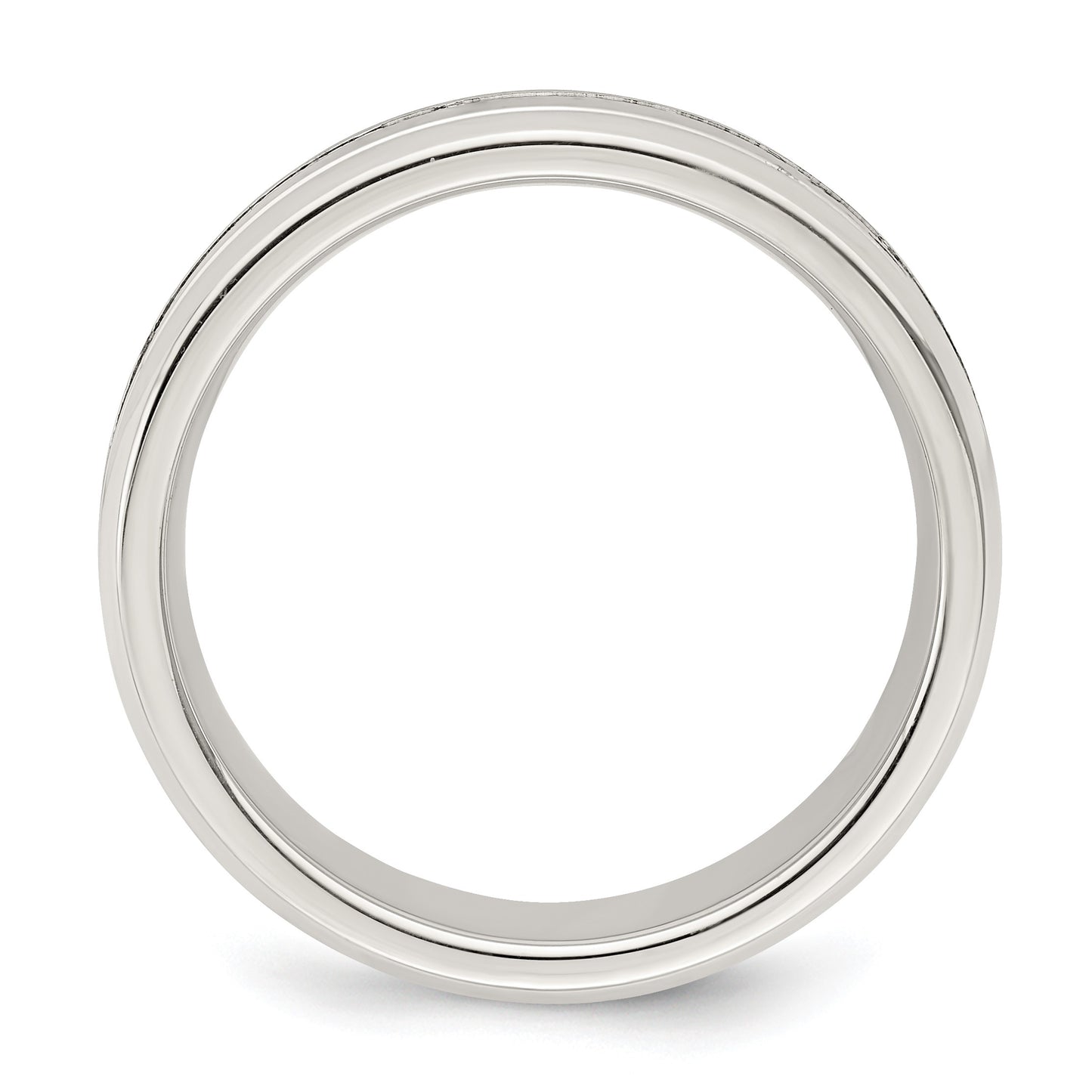 Sterling Silver 6mm Polished Flat Grooved Beveled Edge Fancy Band Size 13.5