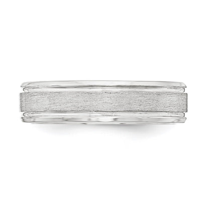 Sterling Silver 6mm Brushed Flat Grooved Beveled Edge Fancy Band Size 8.5