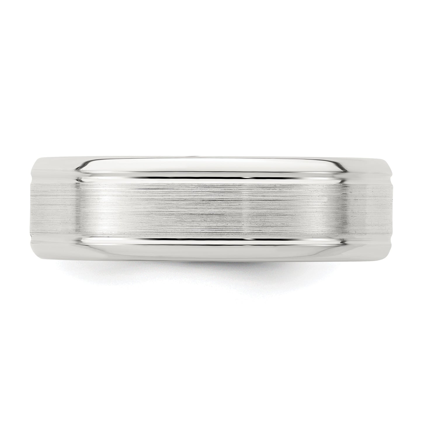 Sterling Silver 6mm Brushed Flat Grooved Beveled Edge Fancy Band Size 8.5