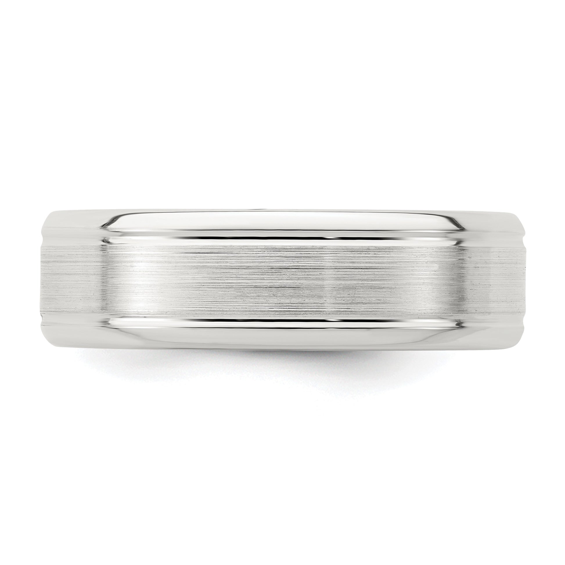 Sterling Silver 6mm Brushed Flat Grooved Beveled Edge Fancy Band Size 10