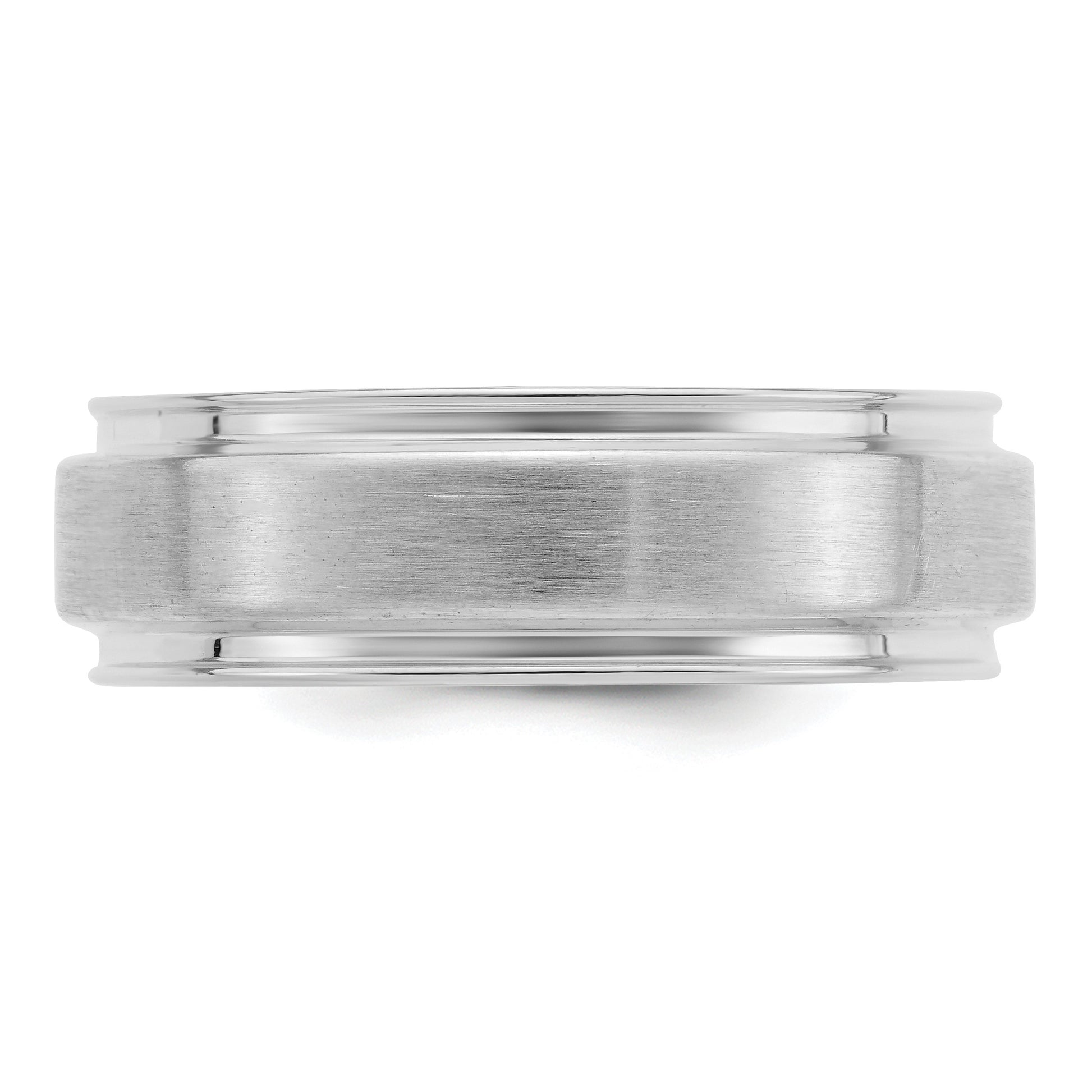 Sterling Silver Rhodium-plated 6mm Brushed Grooved Band Size 10.5