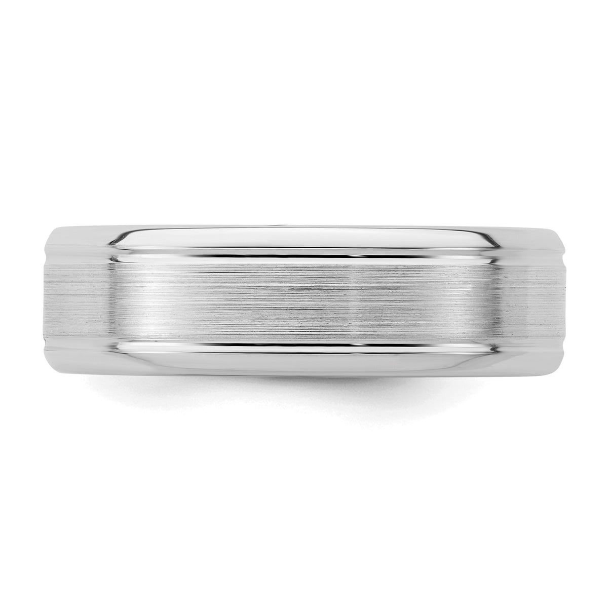 Sterling Silver Rhodium-plated 6mm Brushed Grooved Band Size 11