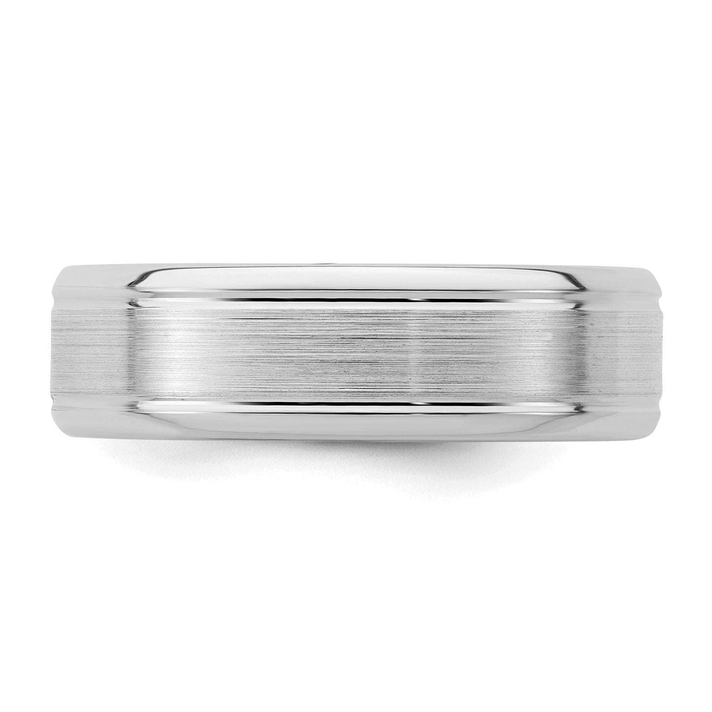 Sterling Silver Rhodium-plated 6mm Brushed Grooved Band Size 12.5
