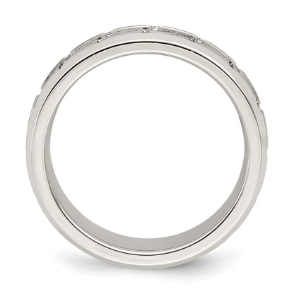 Sterling Silver 6mm Polished Flat Greek Key Design Beveled Edge Fancy Band Size 12