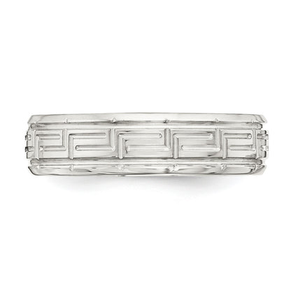 Sterling Silver 6mm Polished Flat Greek Key Design Beveled Edge Fancy Band Size 12