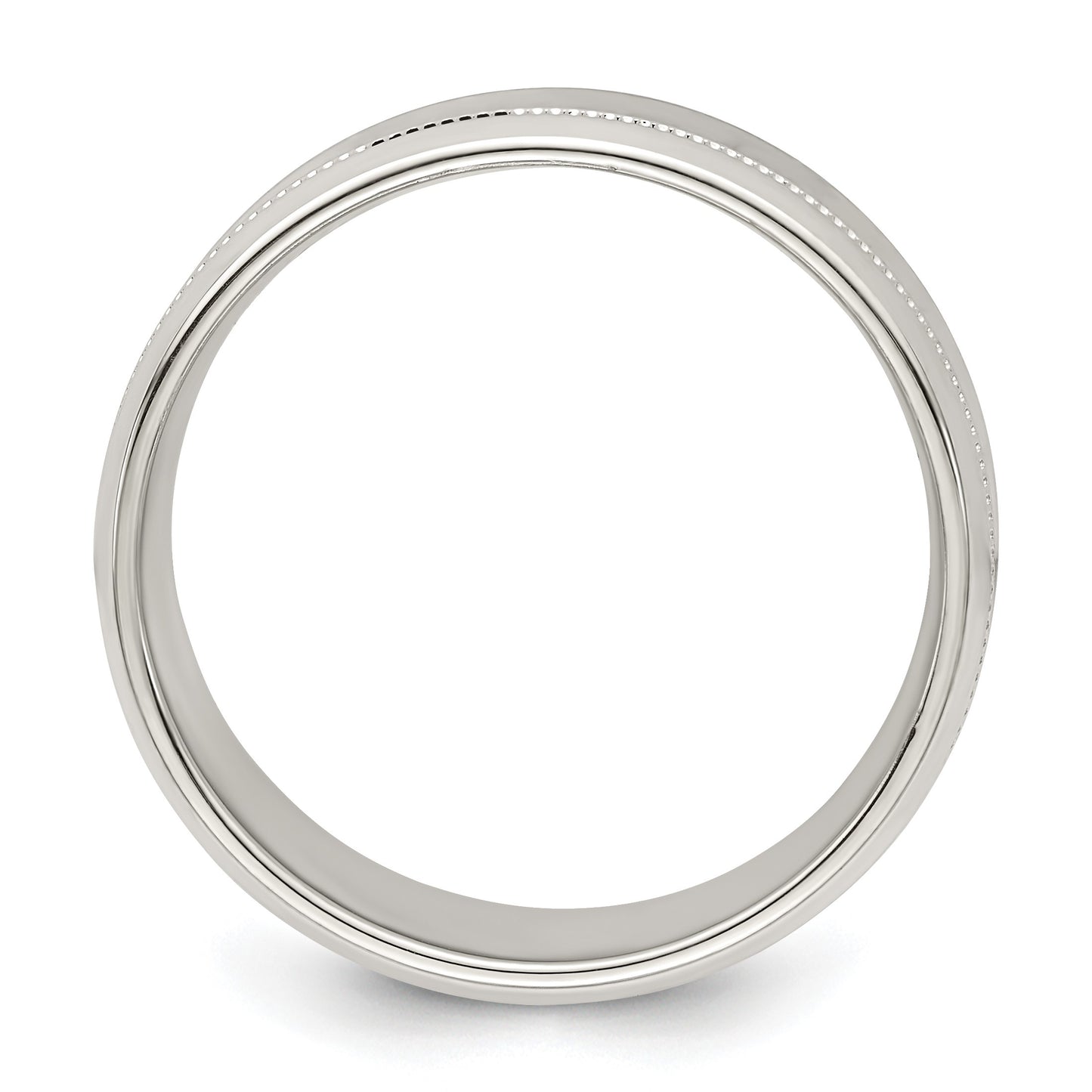 Sterling Silver 6mm Polished Flat Milgrain Beveled Edge Fancy Band Size 8.5