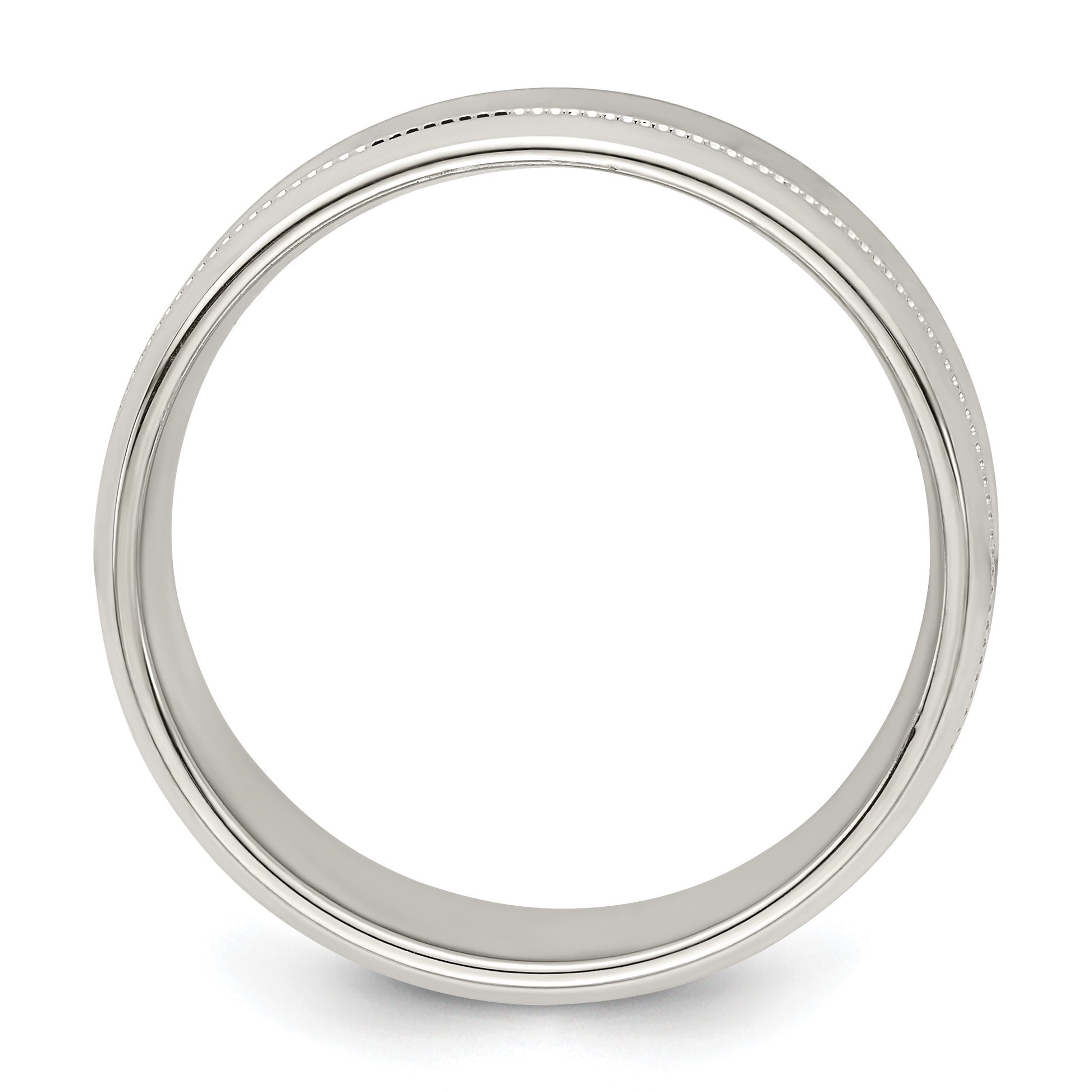 Sterling Silver 6mm Polished Flat Milgrain Beveled Edge Fancy Band Size 12.5
