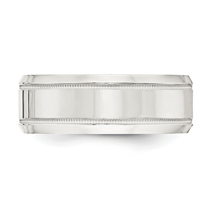 Sterling Silver 6mm Polished Flat Milgrain Beveled Edge Fancy Band Size 9.5