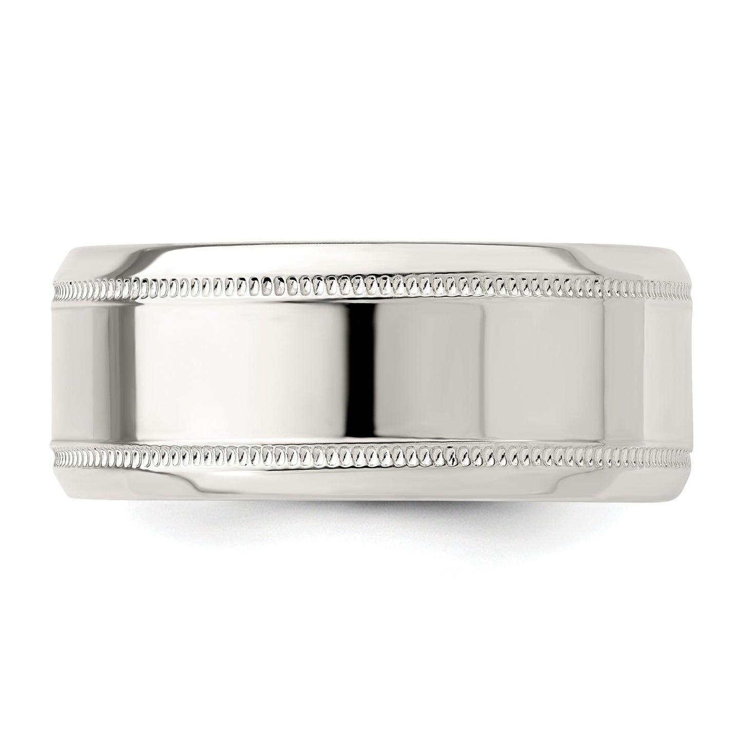 Sterling Silver 6mm Polished Flat Milgrain Beveled Edge Fancy Band Size 10