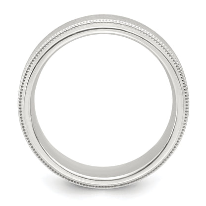Sterling Silver 6mm Brushed Flat Milgrain Beveled Edge Fancy Band Size 7