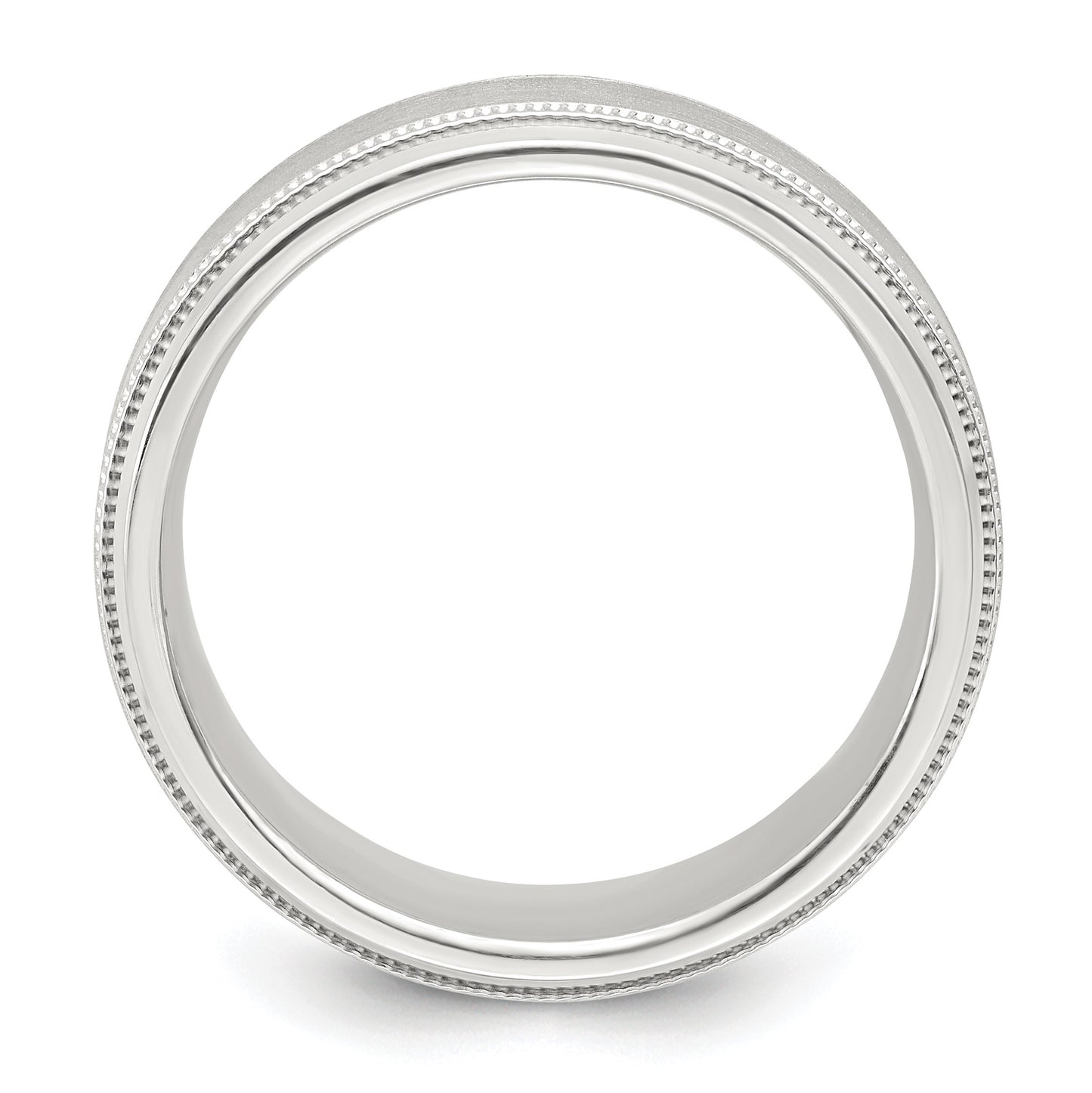Sterling Silver 6mm Brushed Flat Milgrain Beveled Edge Fancy Band Size 9