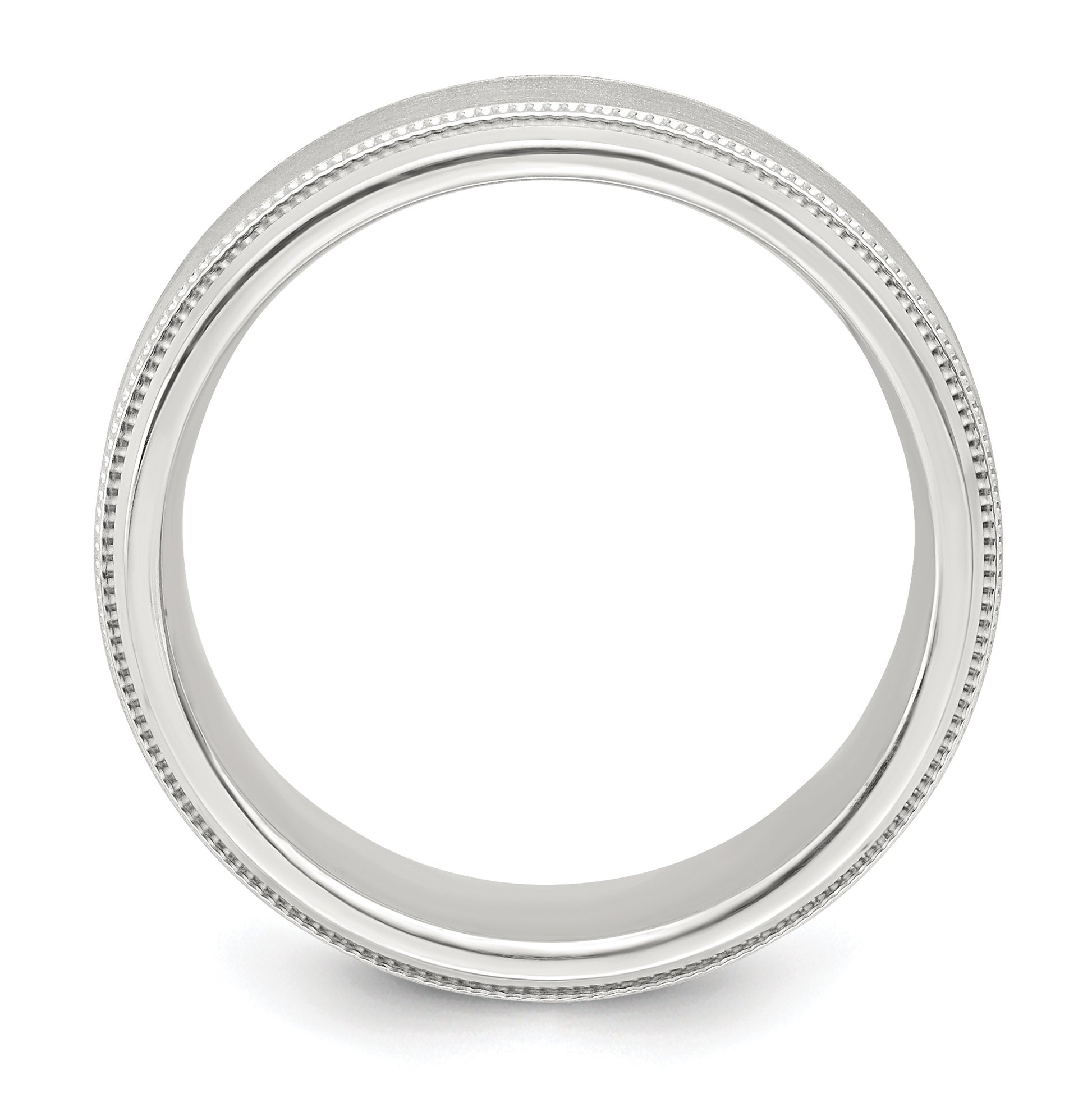 Sterling Silver 6mm Brushed Flat Milgrain Beveled Edge Fancy Band Size 8