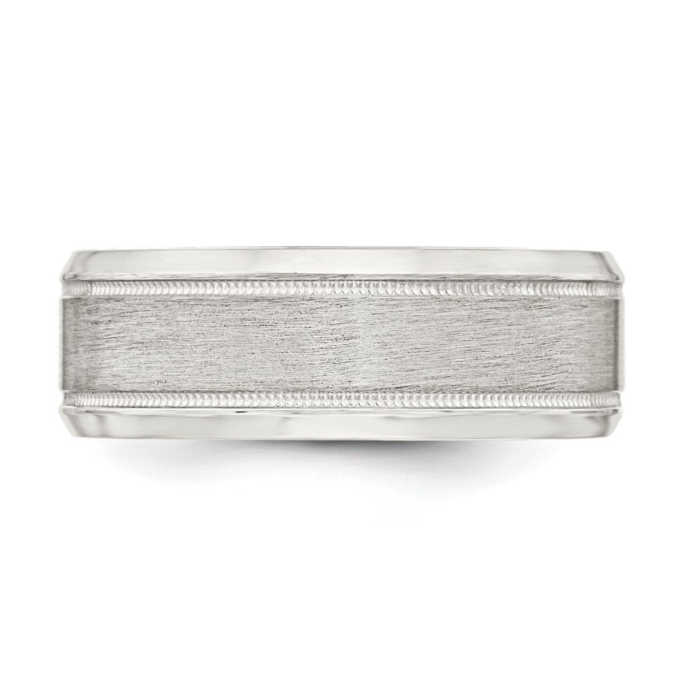 Sterling Silver 6mm Brushed Flat Milgrain Beveled Edge Fancy Band Size 13