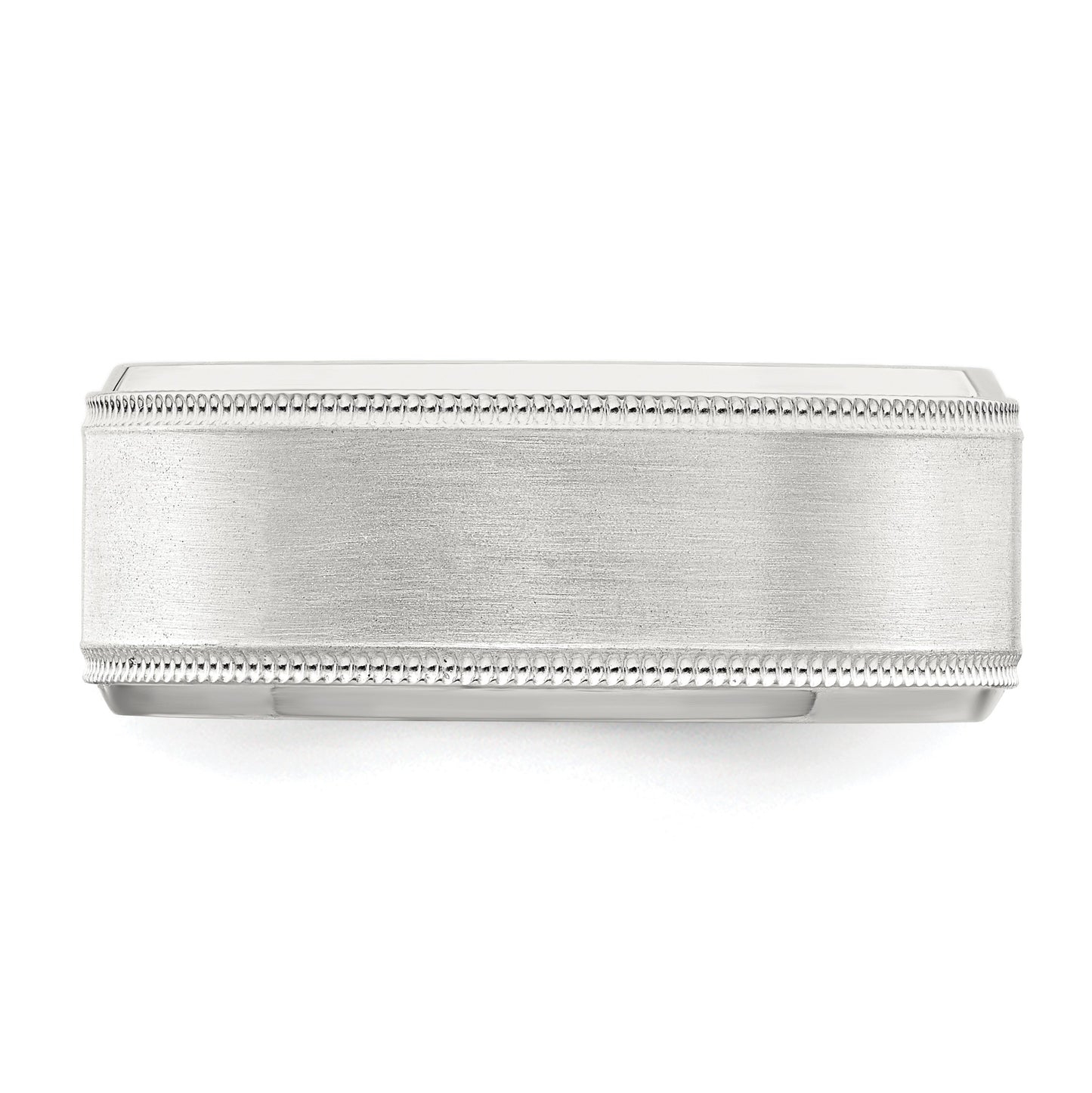 Sterling Silver 6mm Brushed Flat Milgrain Beveled Edge Fancy Band Size 10.5