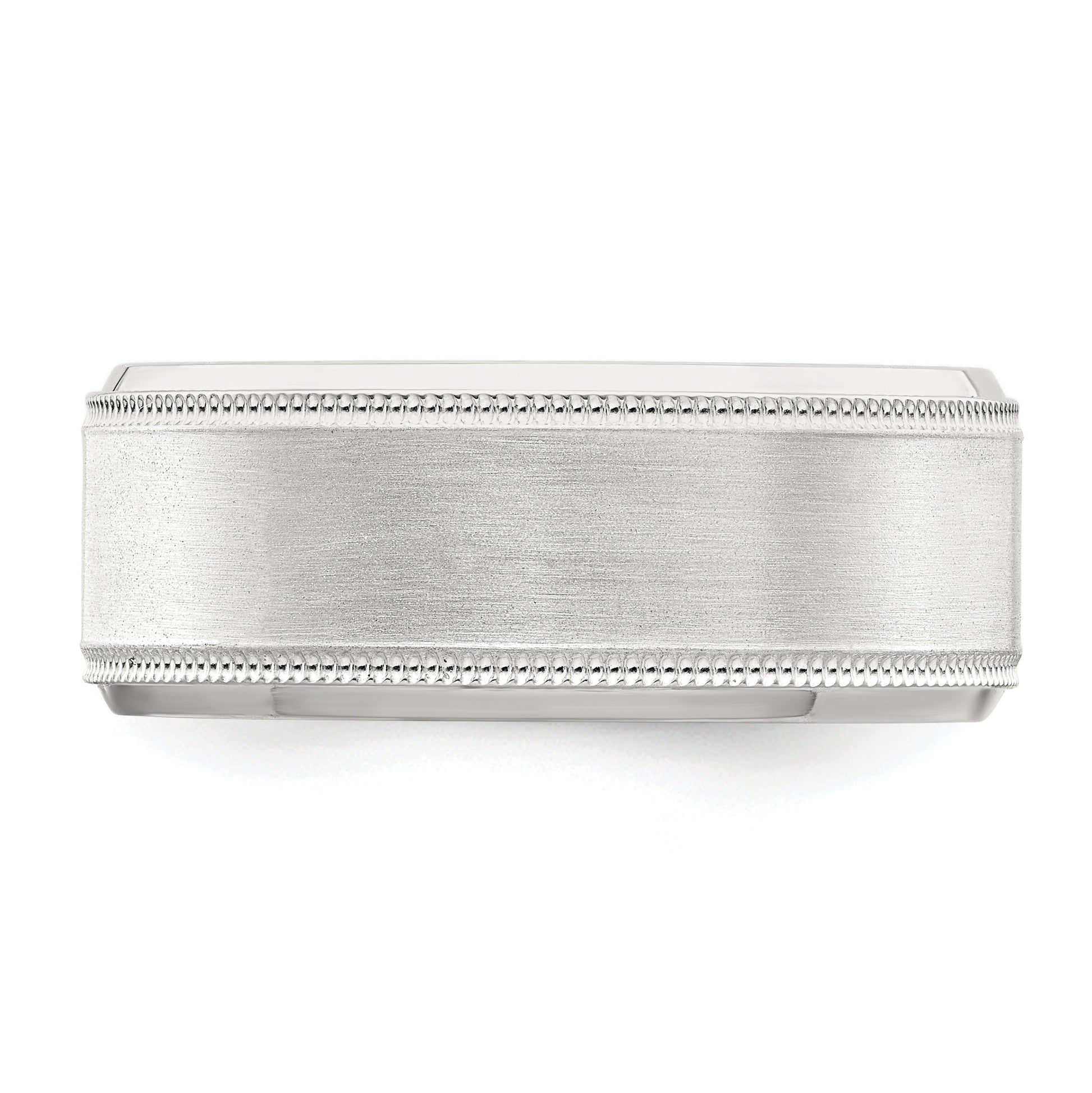 Sterling Silver 6mm Brushed Flat Milgrain Beveled Edge Fancy Band Size 10.5