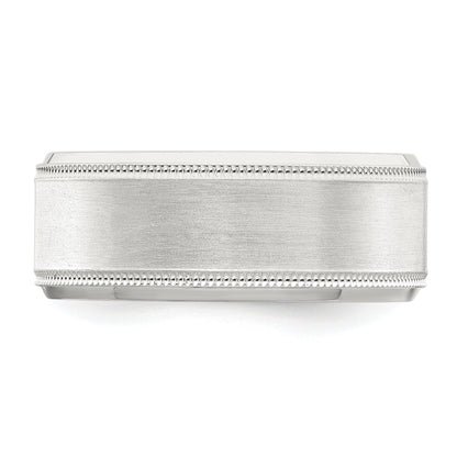 Sterling Silver 6mm Brushed Flat Milgrain Beveled Edge Fancy Band Size 10.5