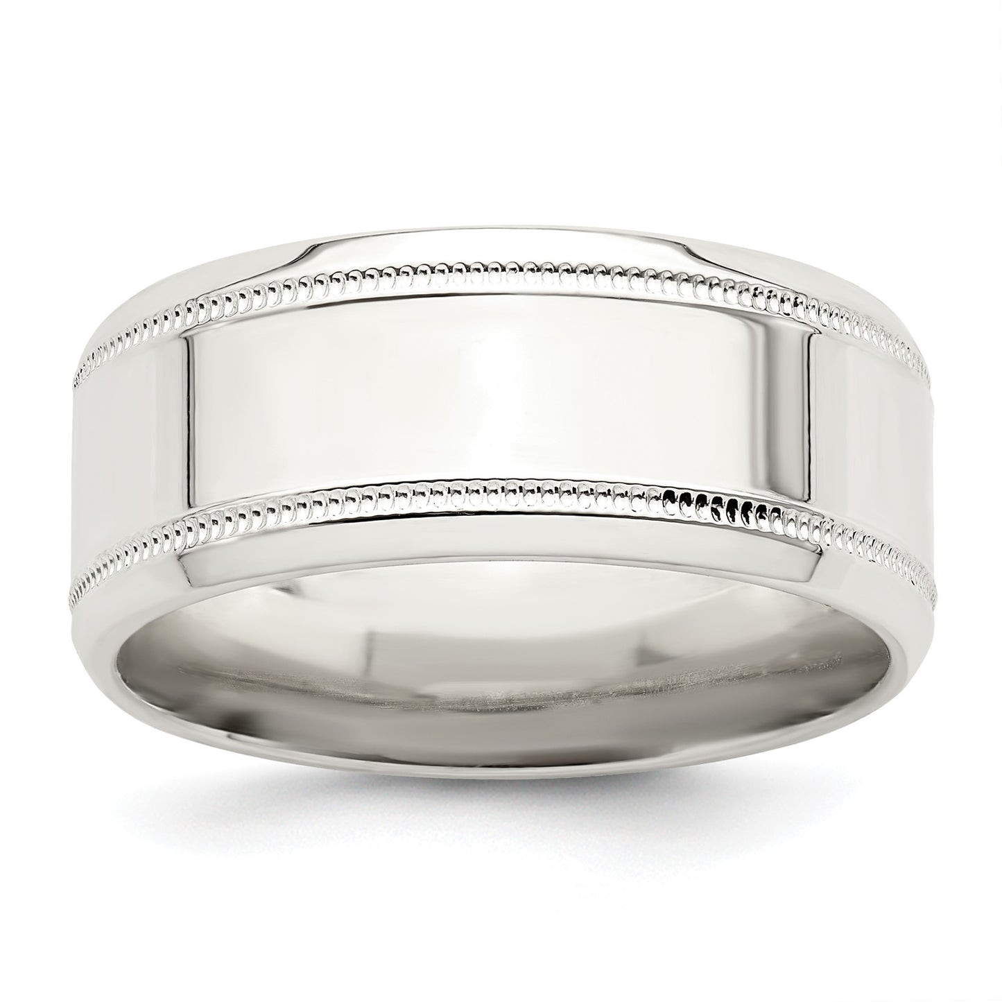 Sterling Silver 6mm Polished Flat Milgrain Beveled Edge Fancy Band Size 8.5