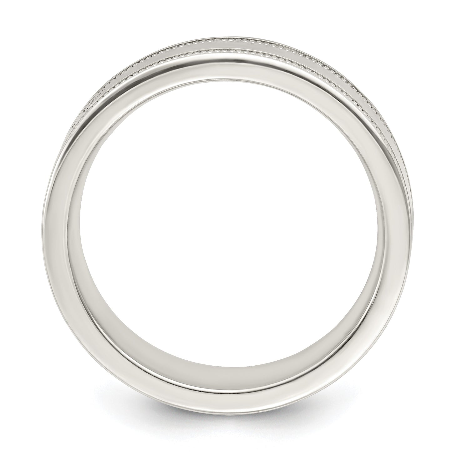 Sterling Silver 6mm Polished Flat Milgrain Grooved Edge Fancy Band Size 13