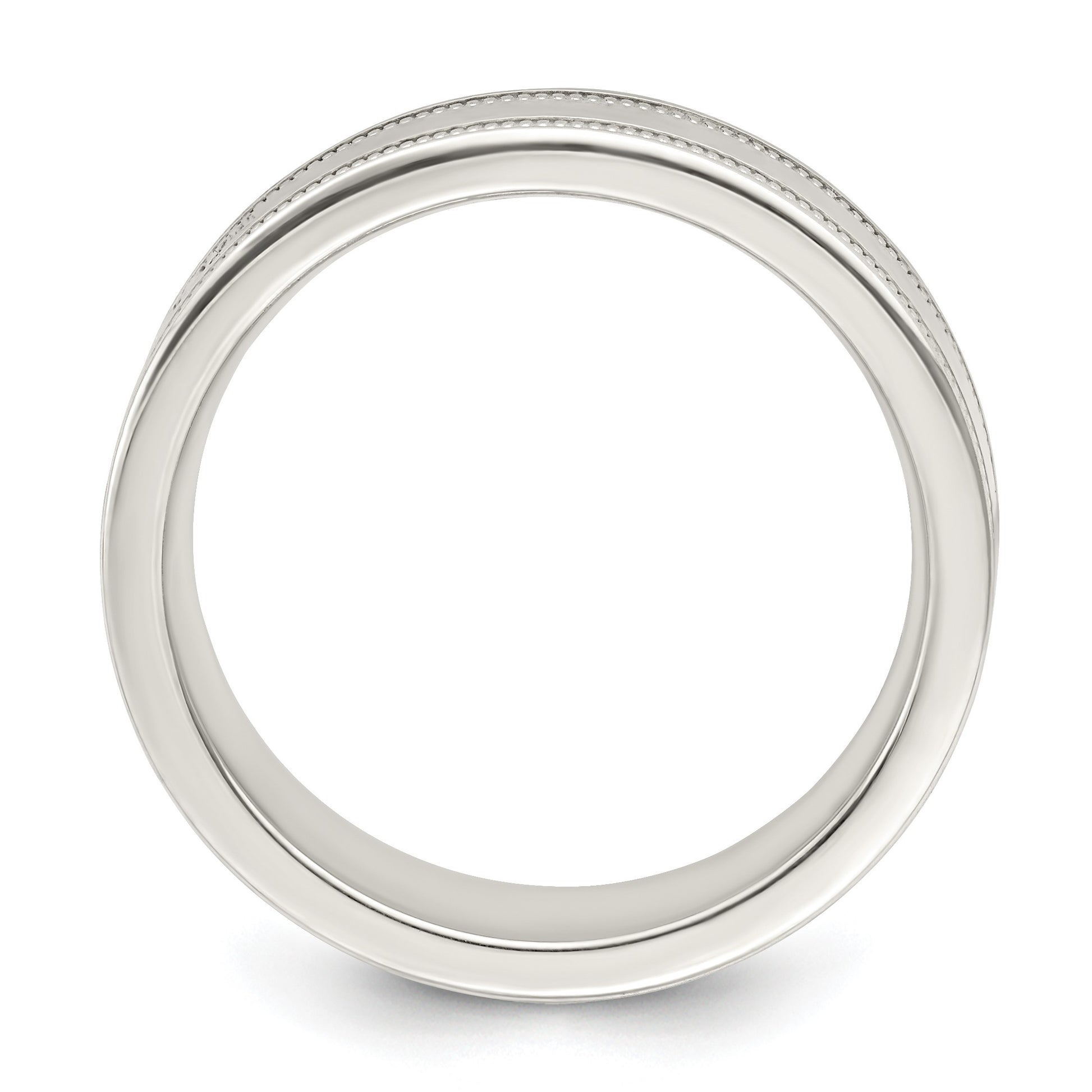 Sterling Silver 6mm Polished Flat Milgrain Grooved Edge Fancy Band Size 8.5