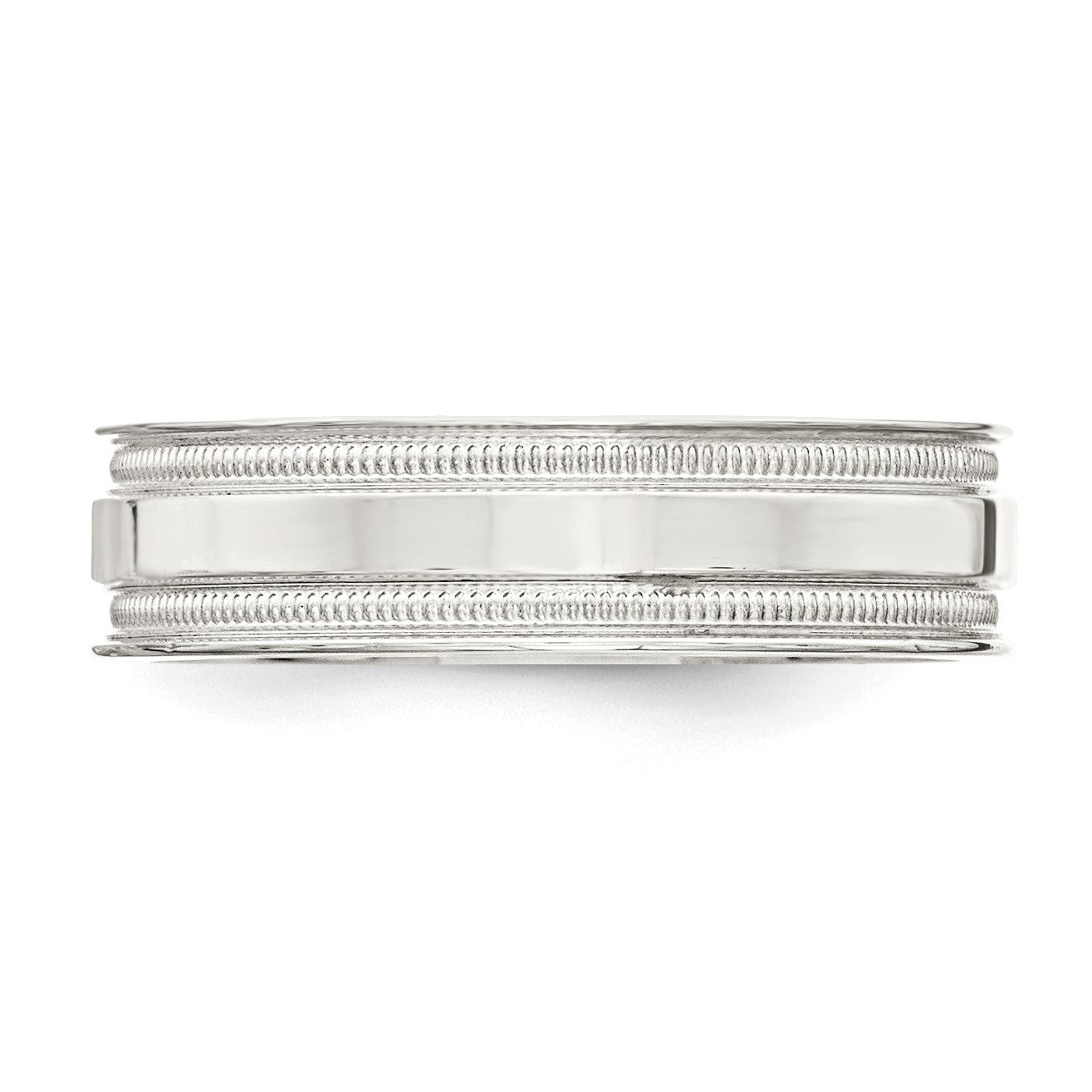 Sterling Silver 6mm Polished Flat Milgrain Grooved Edge Fancy Band Size 12