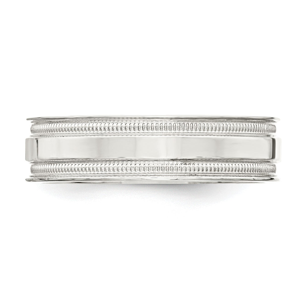 Sterling Silver 6mm Polished Flat Milgrain Grooved Edge Fancy Band Size 11