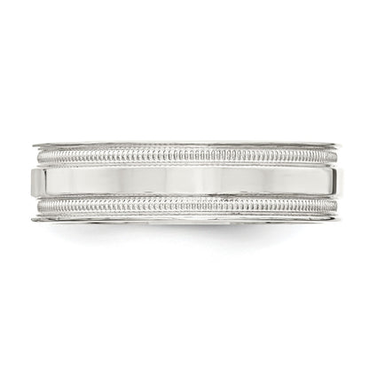 Sterling Silver 6mm Polished Flat Milgrain Grooved Edge Fancy Band Size 13