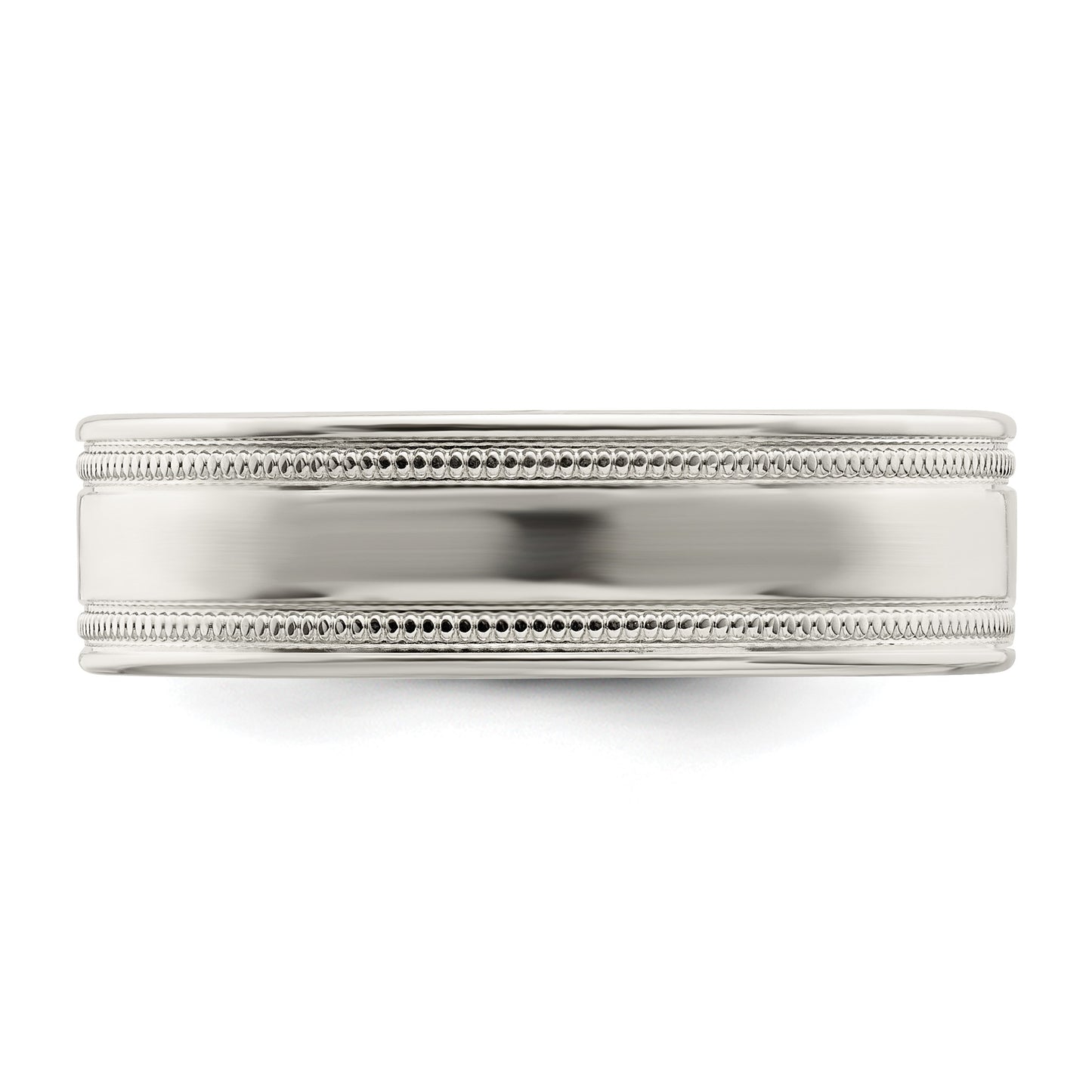 Sterling Silver 6mm Polished Flat Milgrain Grooved Edge Fancy Band Size 12
