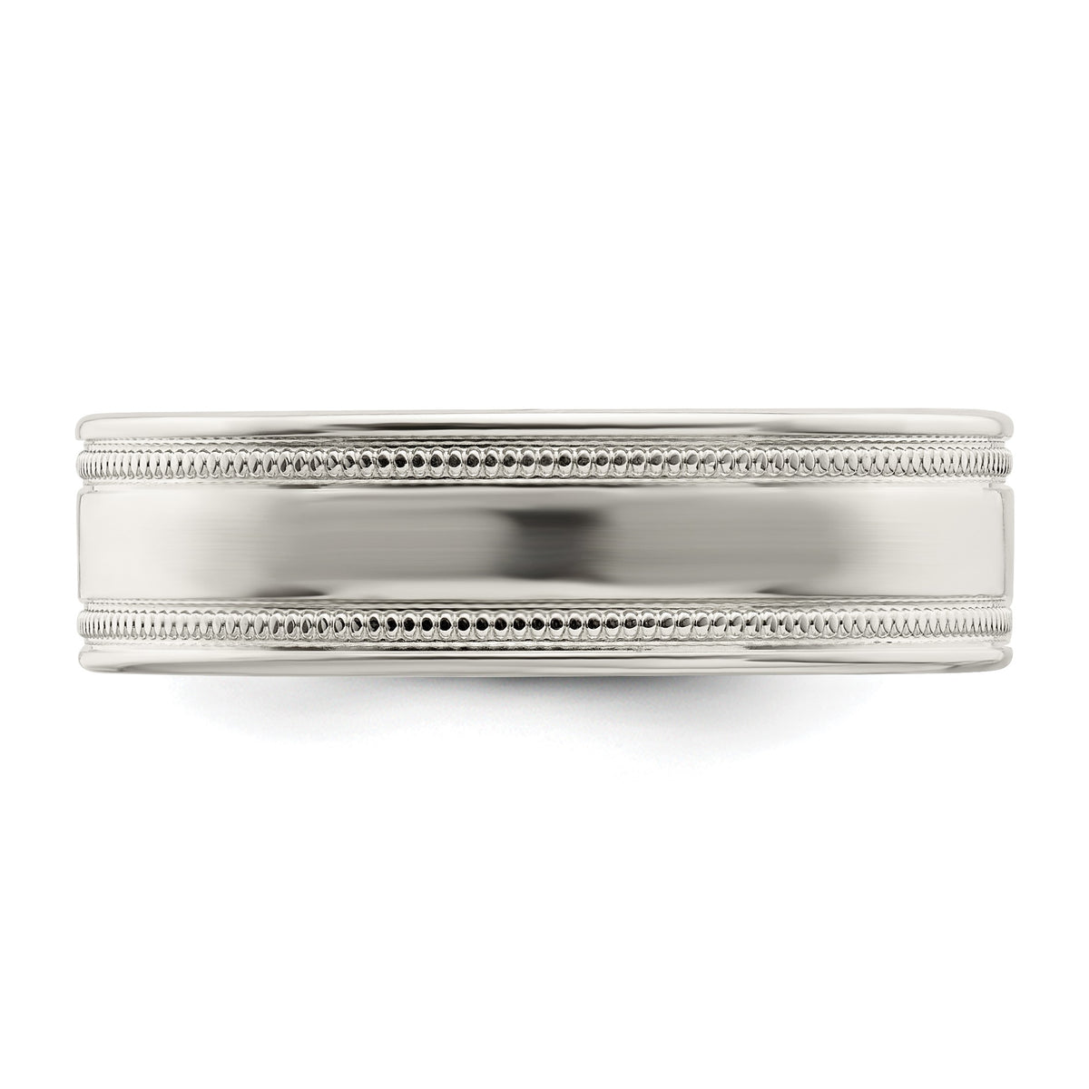 Sterling Silver 6mm Polished Flat Milgrain Grooved Edge Fancy Band Size 11