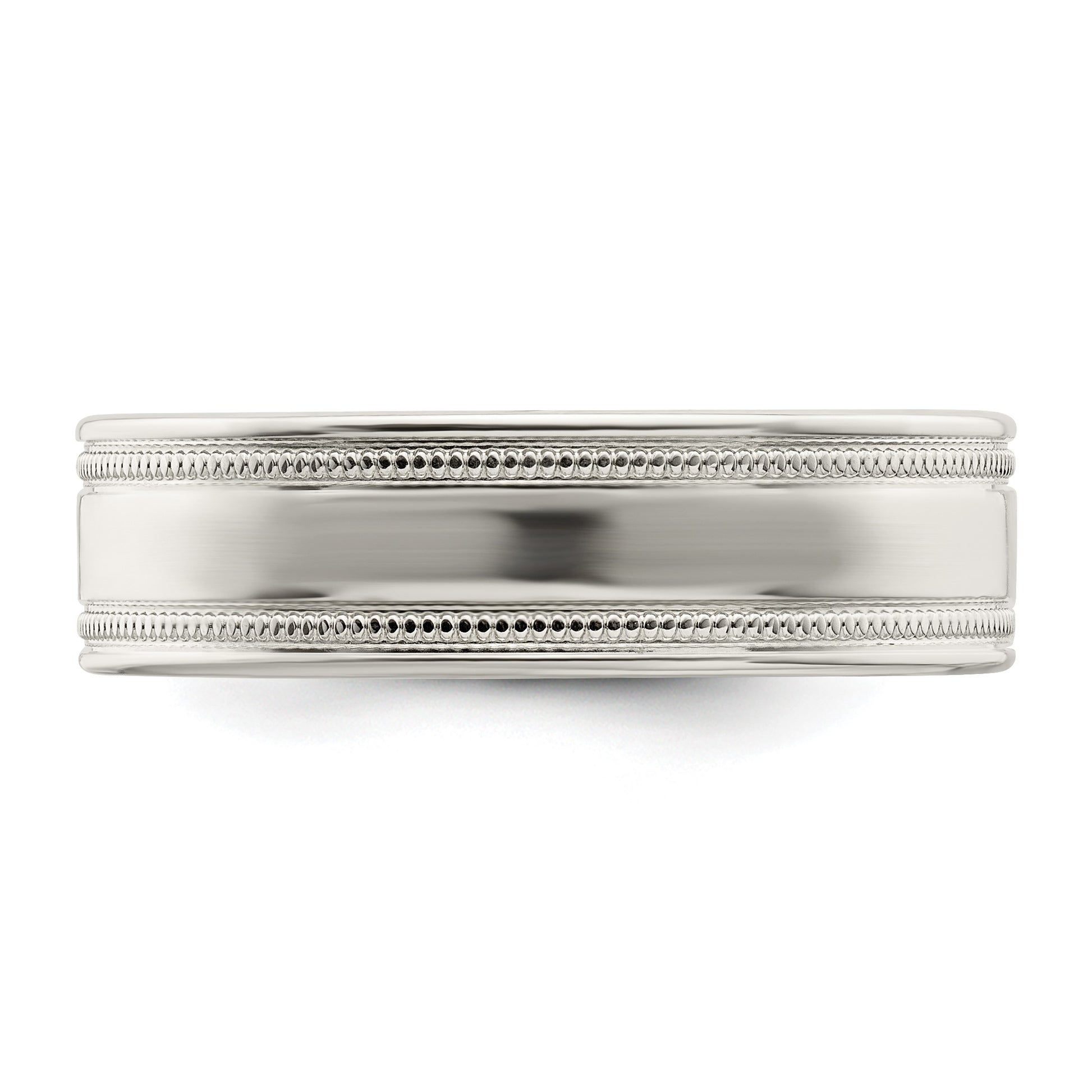 Sterling Silver 6mm Polished Flat Milgrain Grooved Edge Fancy Band Size 7.5