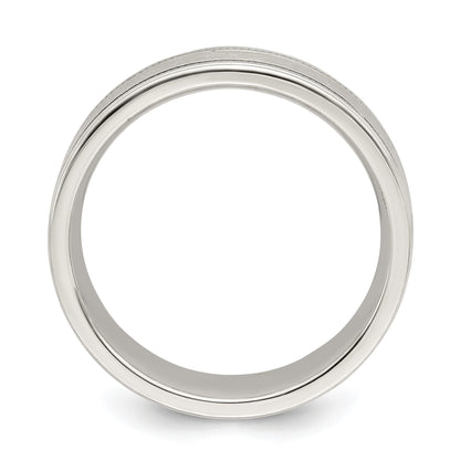 Sterling Silver 6mm Brushed Flat Milgrain Grooved Edge Fancy Band Size 10