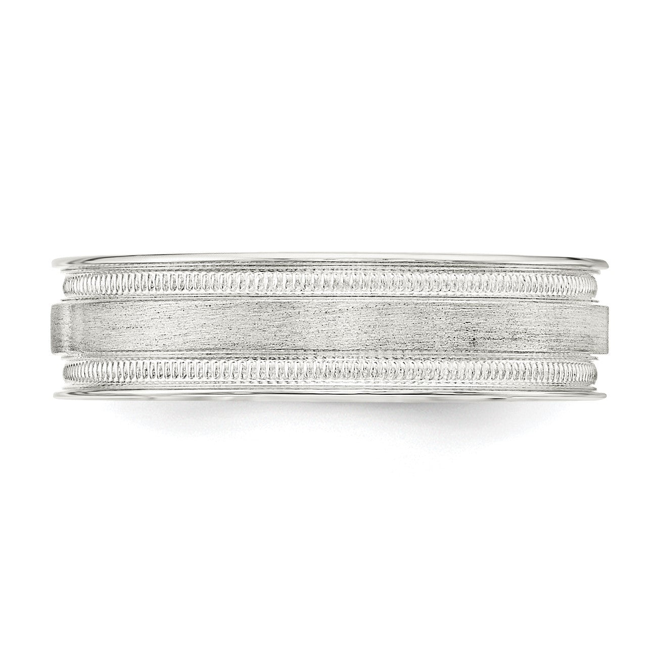 Sterling Silver 6mm Brushed Flat Milgrain Grooved Edge Fancy Band Size 10