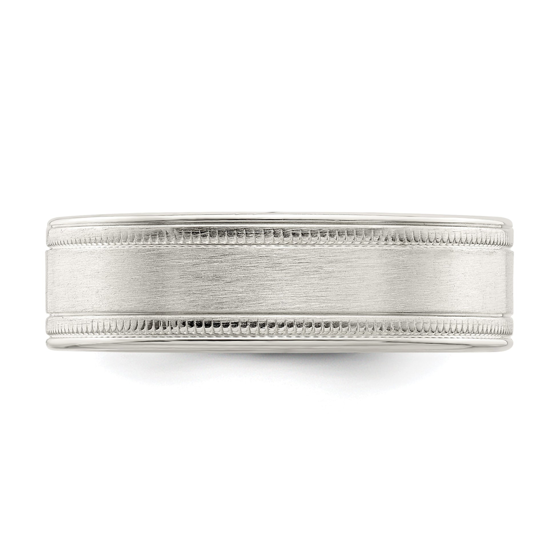 Sterling Silver 6mm Brushed Flat Milgrain Grooved Edge Fancy Band Size 10.5