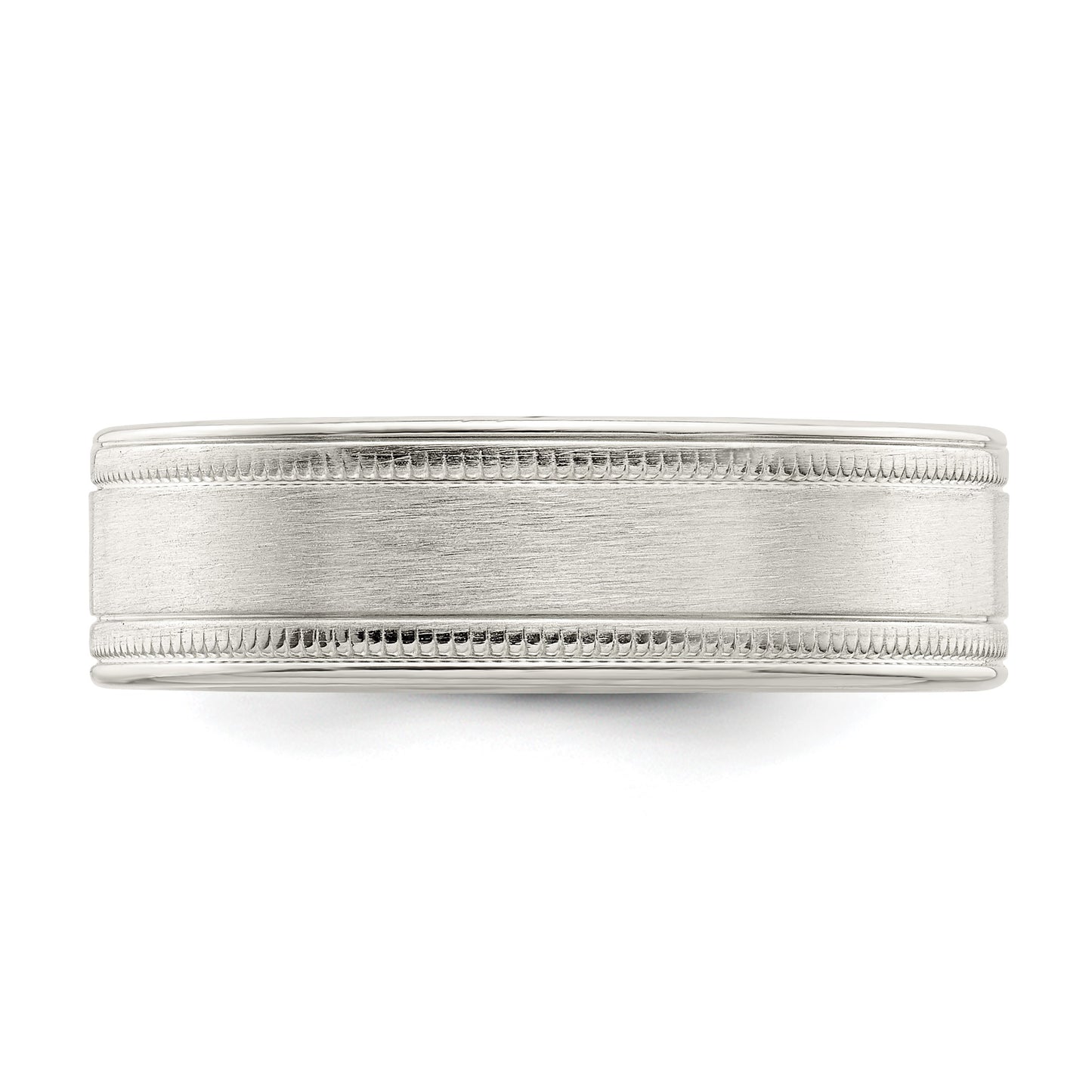 Sterling Silver 6mm Brushed Flat Milgrain Grooved Edge Fancy Band Size 10