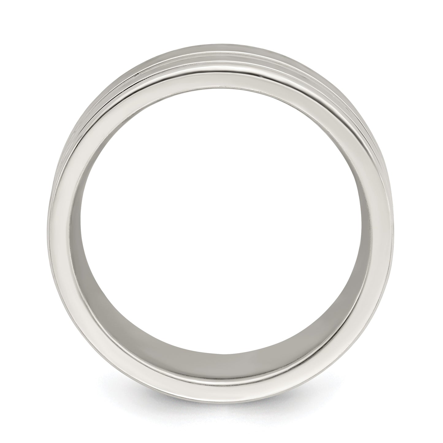 Sterling Silver 8mm Polished Flat Grooved Fancy Band Size 8