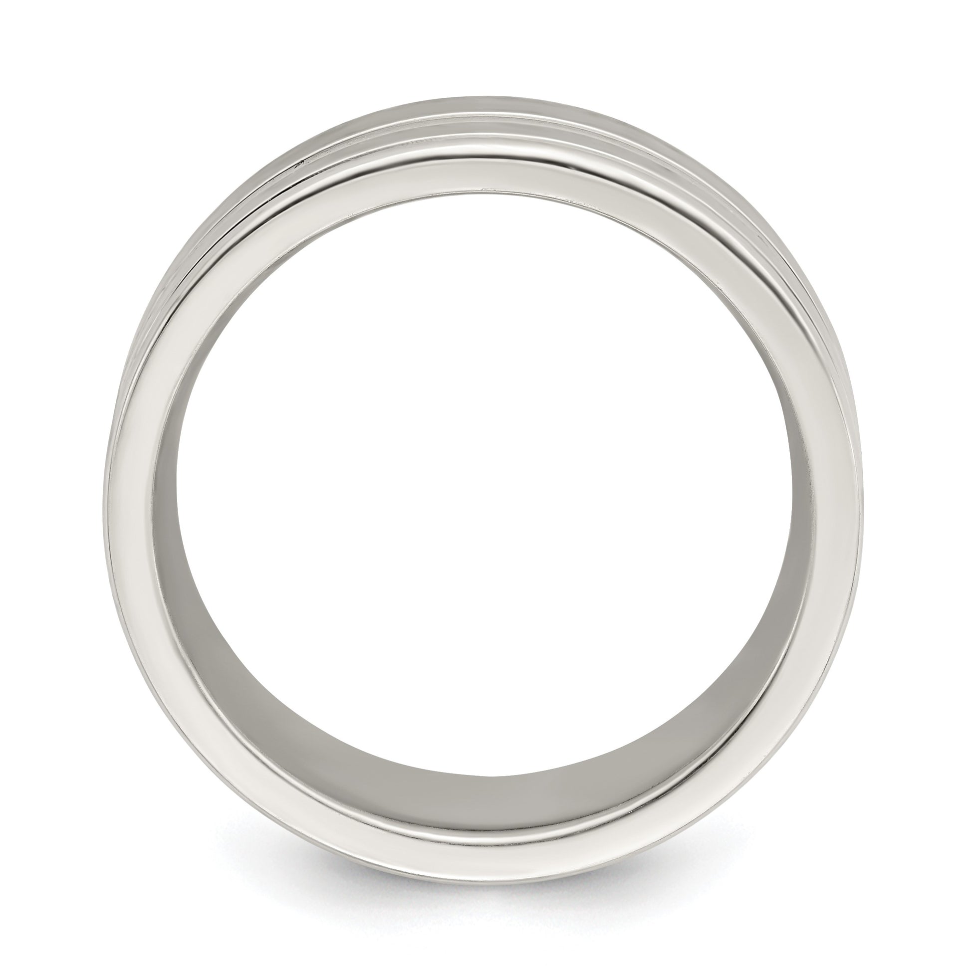 Sterling Silver 8mm Polished Flat Grooved Fancy Band Size 8