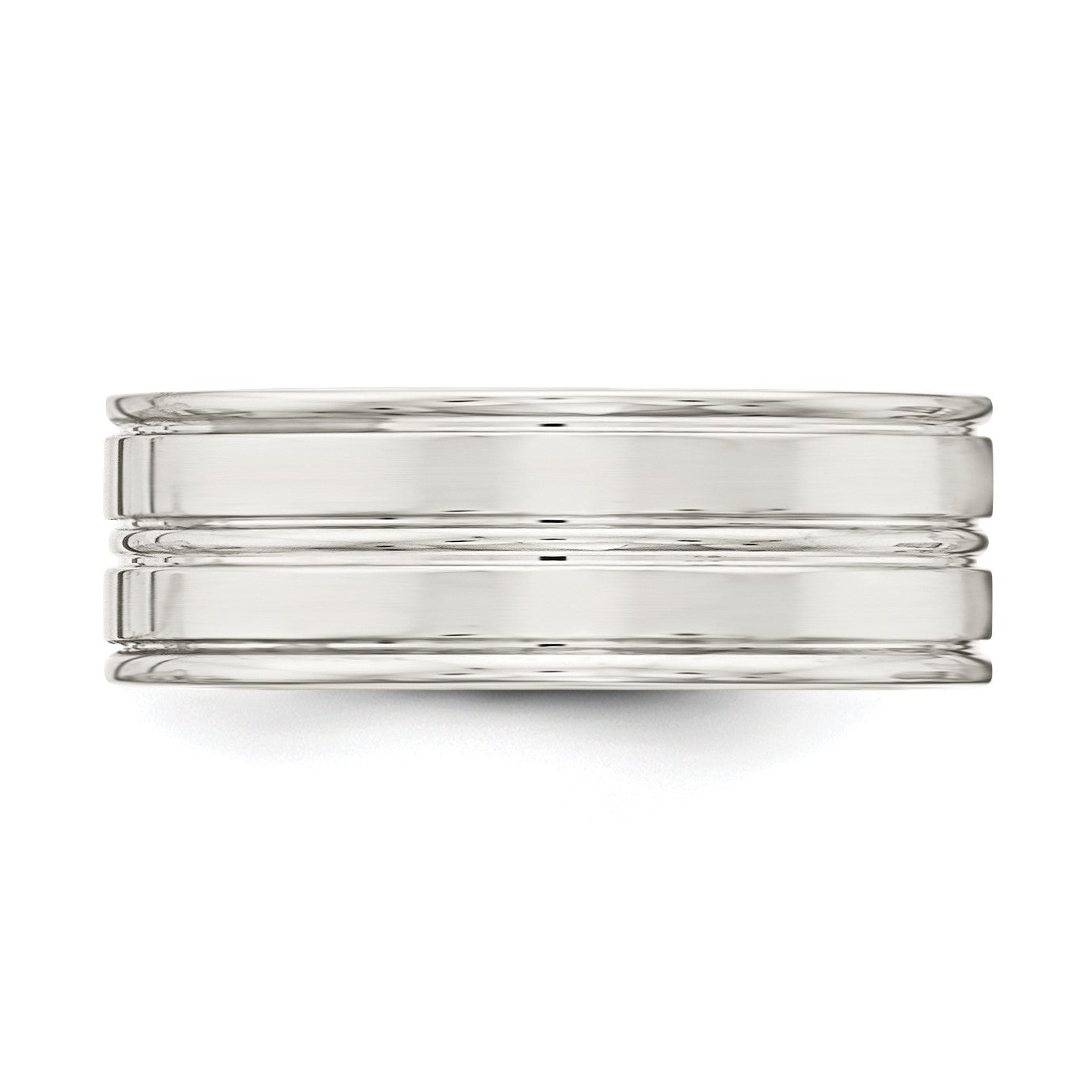 Sterling Silver 8mm Polished Flat Grooved Fancy Band Size 11.5