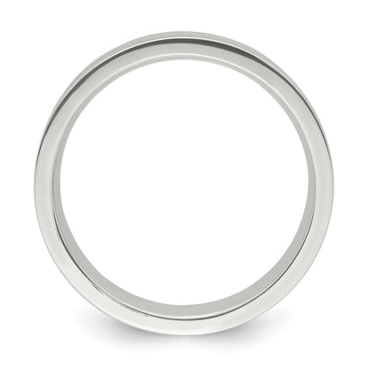 Sterling Silver 6mm Polished Flat Grooved Center Fancy Band Size 7.5