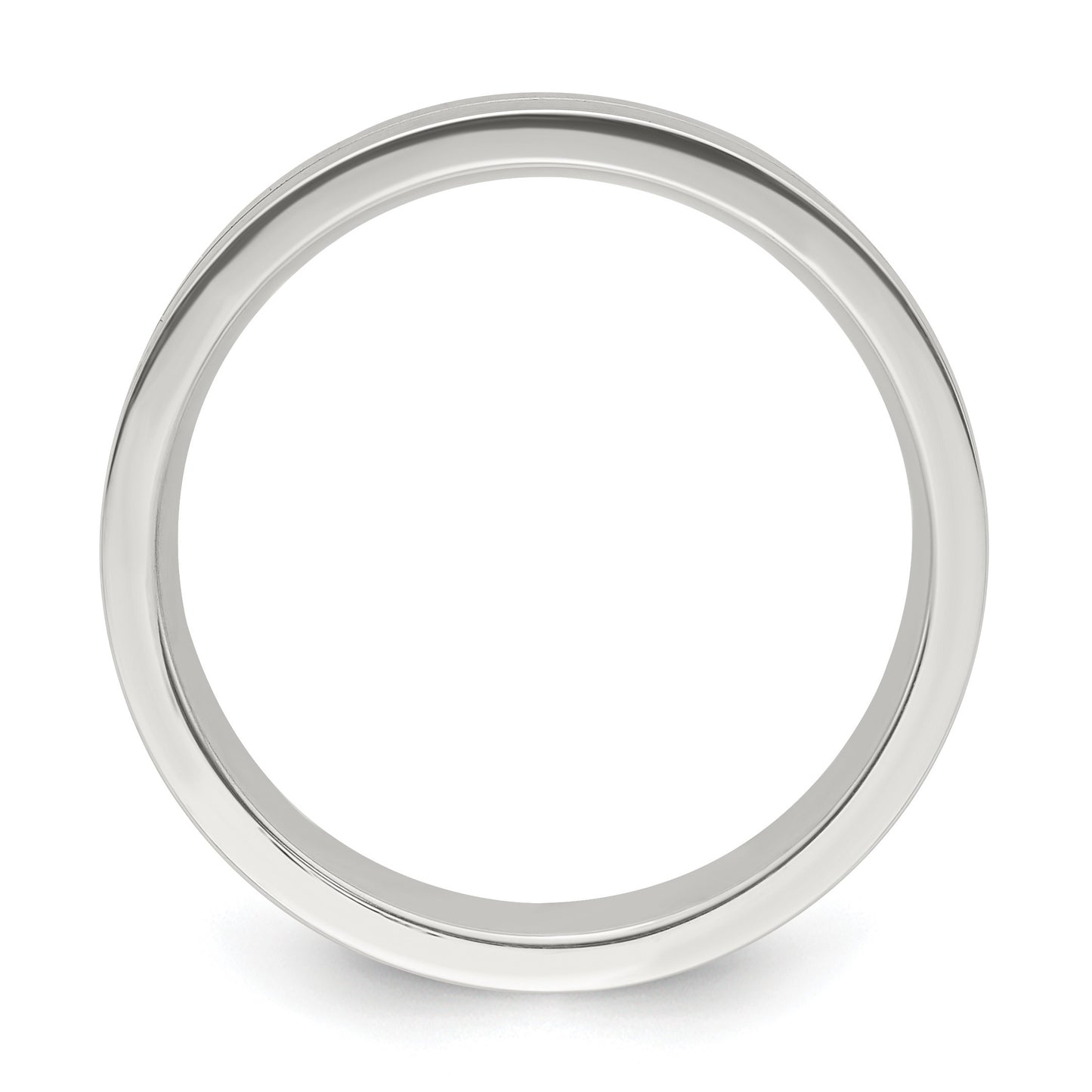 Sterling Silver 6mm Polished Flat Grooved Center Fancy Band Size 9