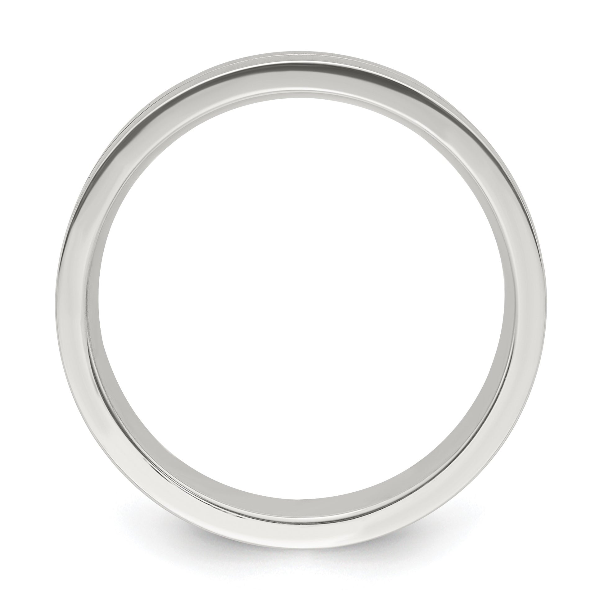 Sterling Silver 6mm Polished Flat Grooved Center Fancy Band Size 9