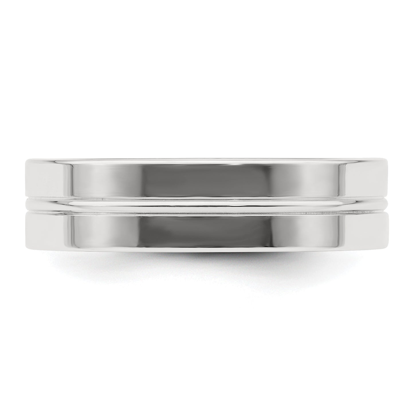 Sterling Silver 6mm Polished Flat Grooved Center Fancy Band Size 10